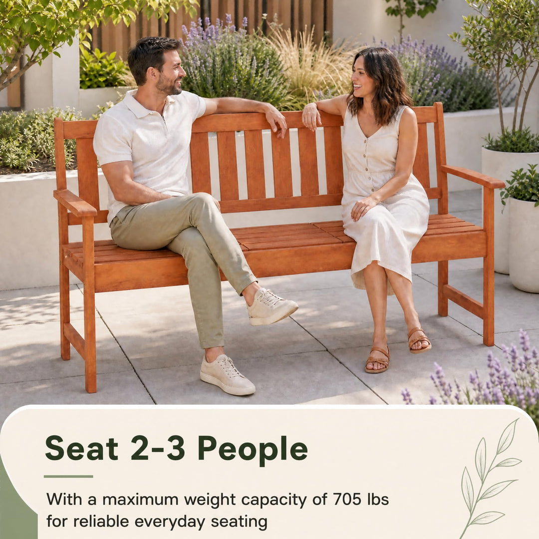 GIANTEX 59" Outdoor Bench with Pull-Out Center Table