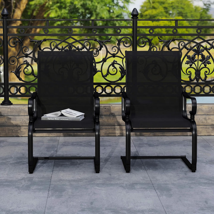 Giantex Patio Dining Chairs Set of 2/4 | High Back Outdoor Patio Chairs with Metal C Spring Frame