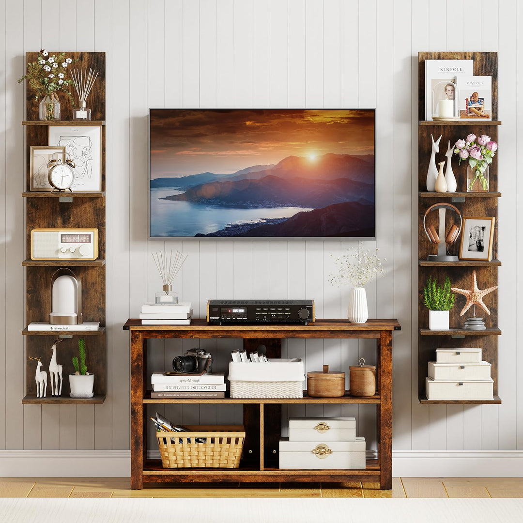Giantex 5-Tier Wall Mounted Shelf Unit with Wood Grain