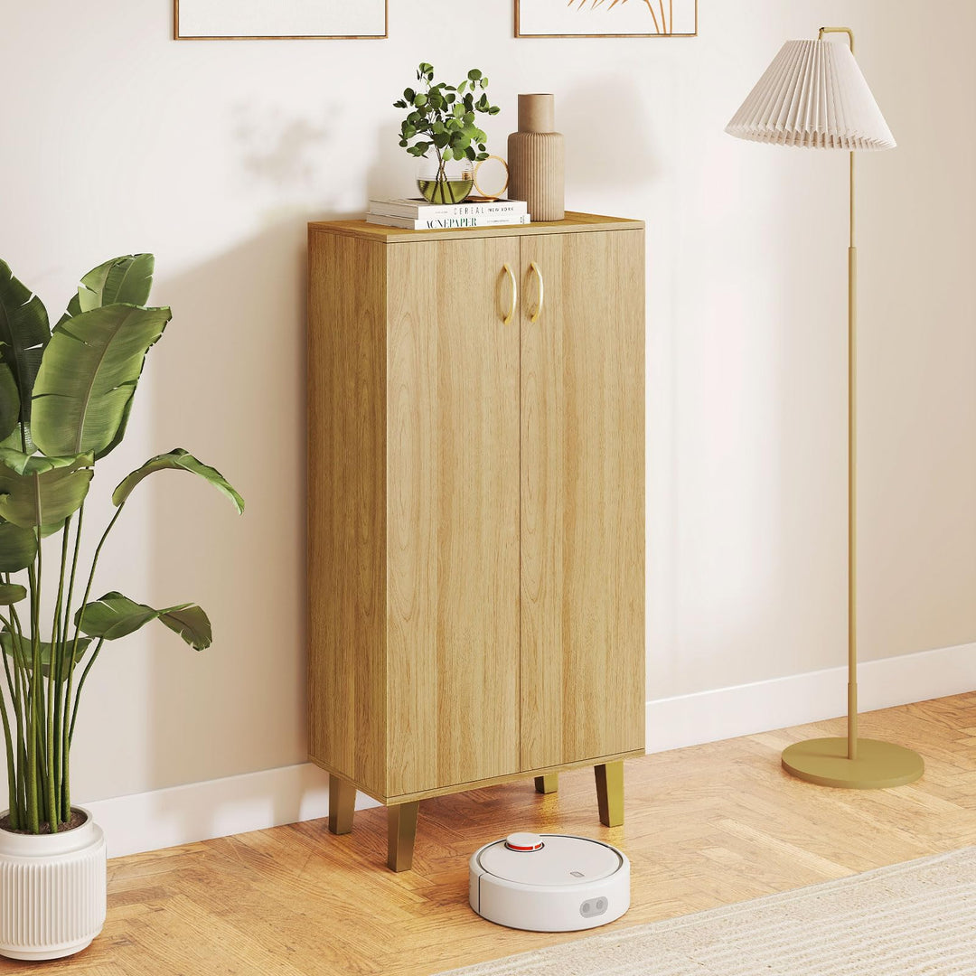 Giantex 6-Tier Modern Freestanding Wooden Shoe Cabinet with Doors and Removable Shelves