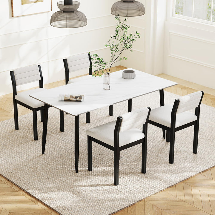 Giantex Sherpa Kitchen Chairs with Wood Frame & Padded Seat
