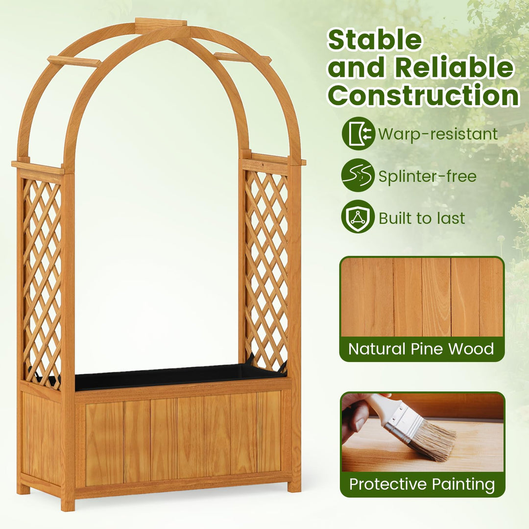 Giantex Raised Garden Bed with Arch Lattice Trellis, for Climbing Vine Flower Vegetable