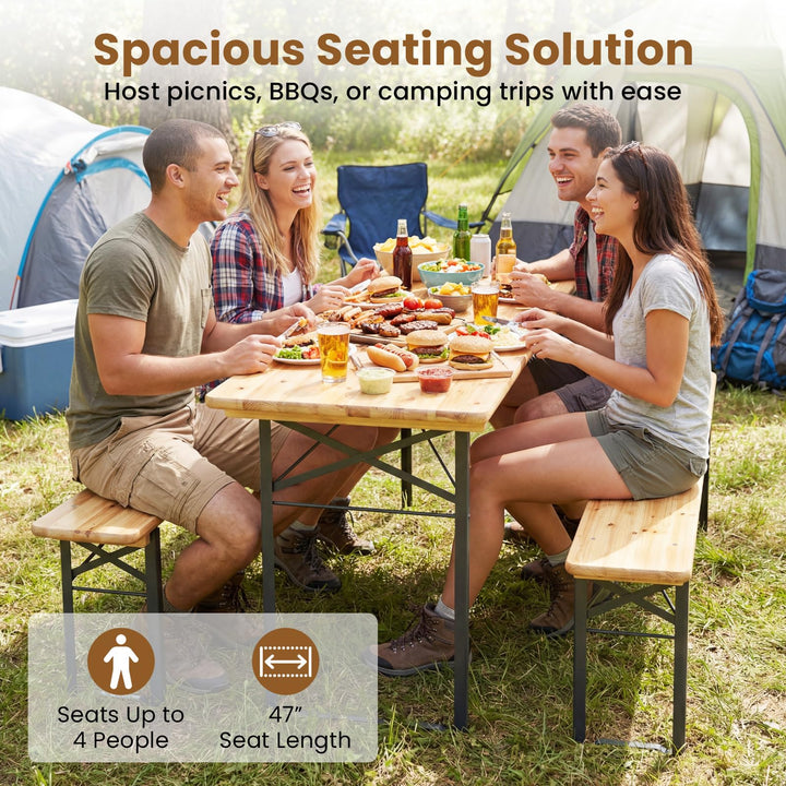 Giantex 3-Piece Folding Picnic Table with Benches Set (47&