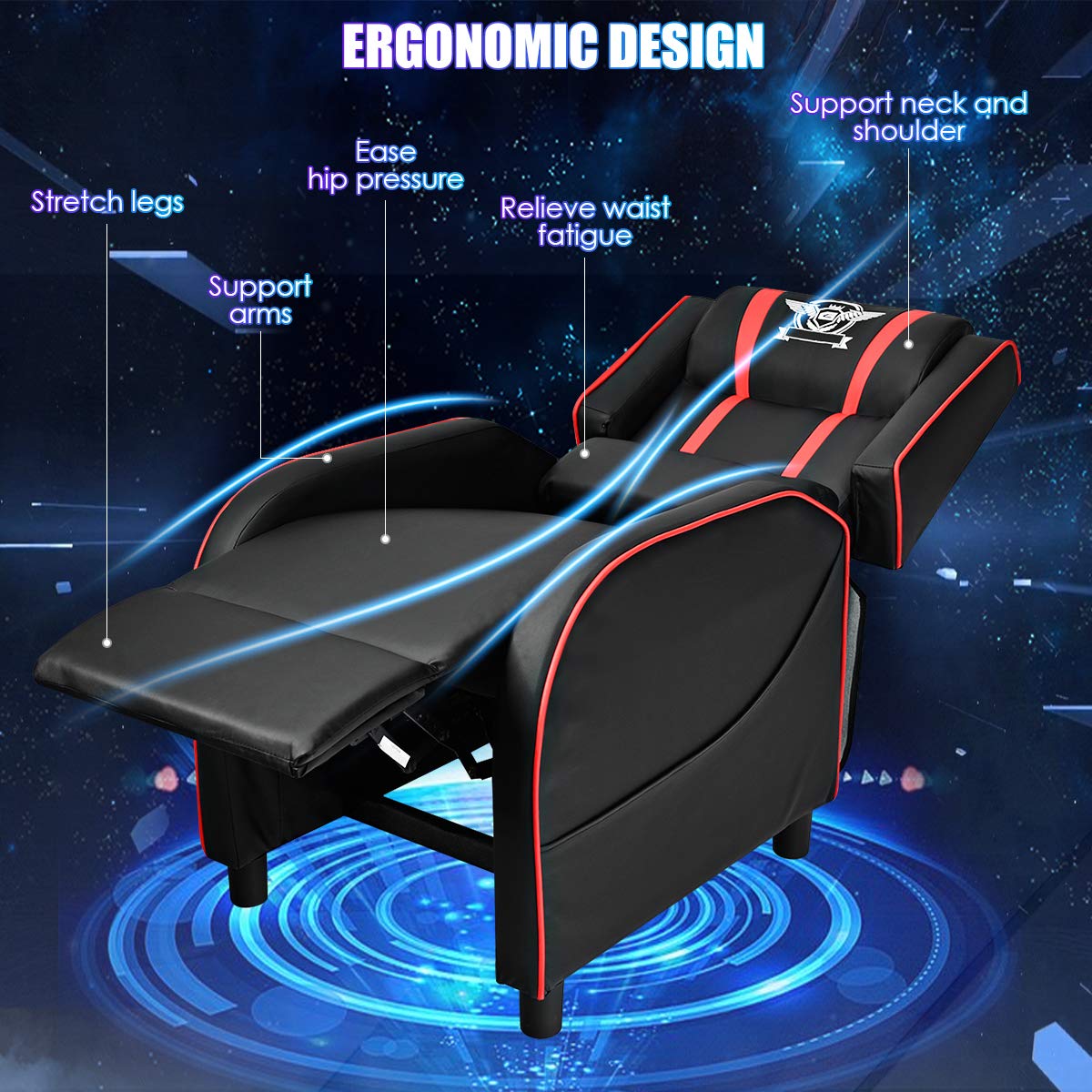 Gaming Recliner Chair, Racing Style Single Recliner Sofa - Giantex
