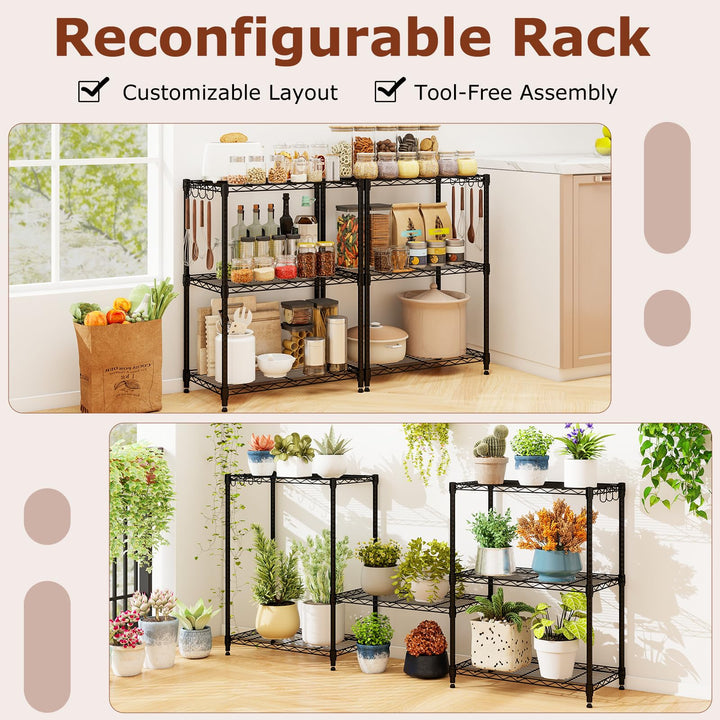 Giantex Storage Shelves Adjustable Wire Shelf Rack w/4 Removable Hooks