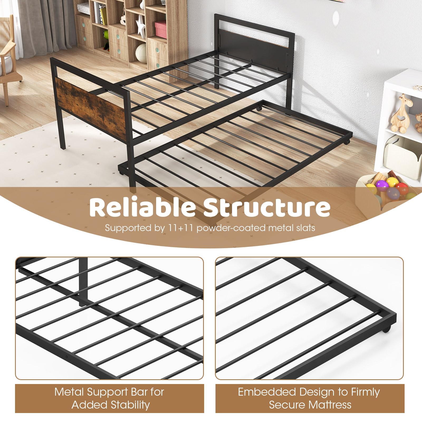 Giantex Metal Daybed with Trundle