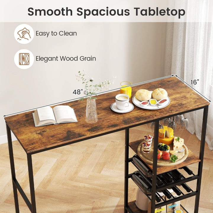Giantex 48" Bar Table with Storage Shelves for Kitchen Living Room Dinette