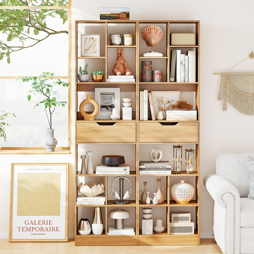 Giantex Bookcase with Drawer 71" Tall Freestanding Storage Organizer(8-Tier)