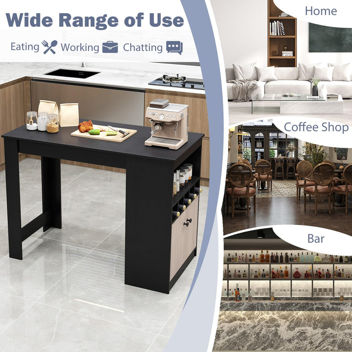 Giantex Counter Height Bar Table with Storage Cabinet
