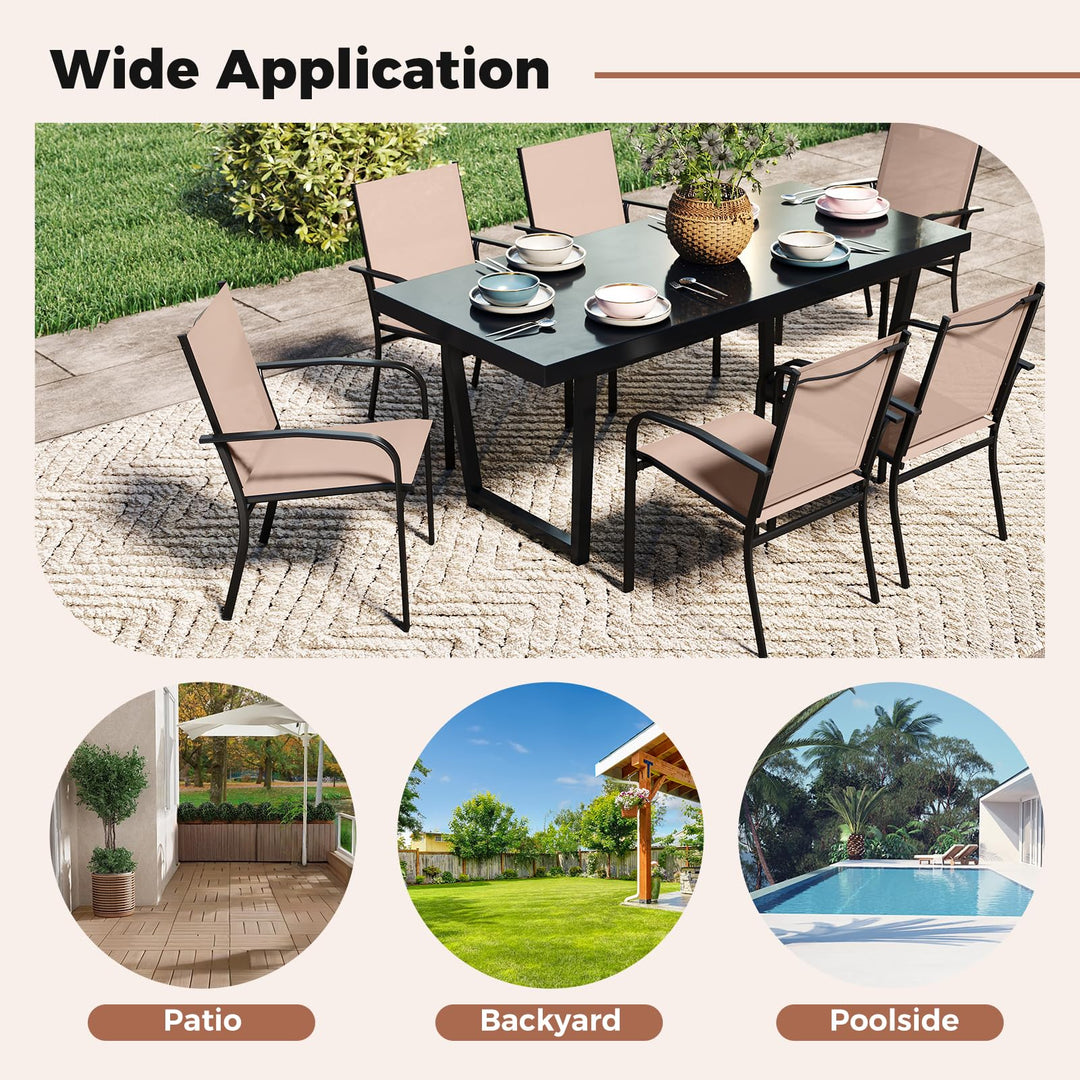 Giantex Stackable Patio Chairs with Breathable Backrest & Wide Seat