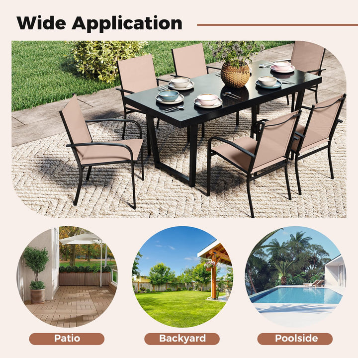 Giantex Stackable Patio Chairs with Breathable Backrest & Wide Seat