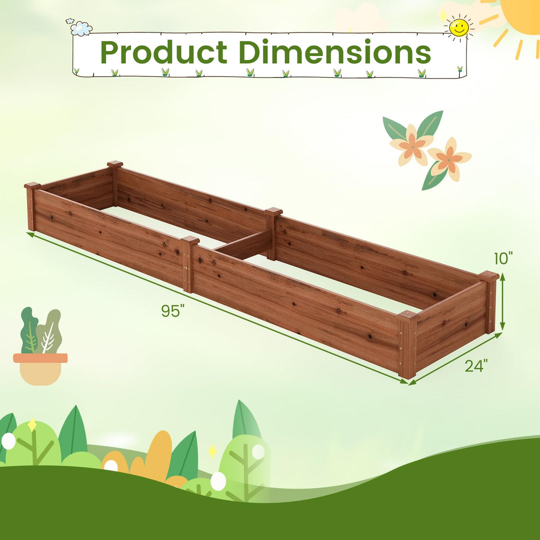 GIANTEX 95" Wooden Raised Garden Bed Rectangular Planter Box