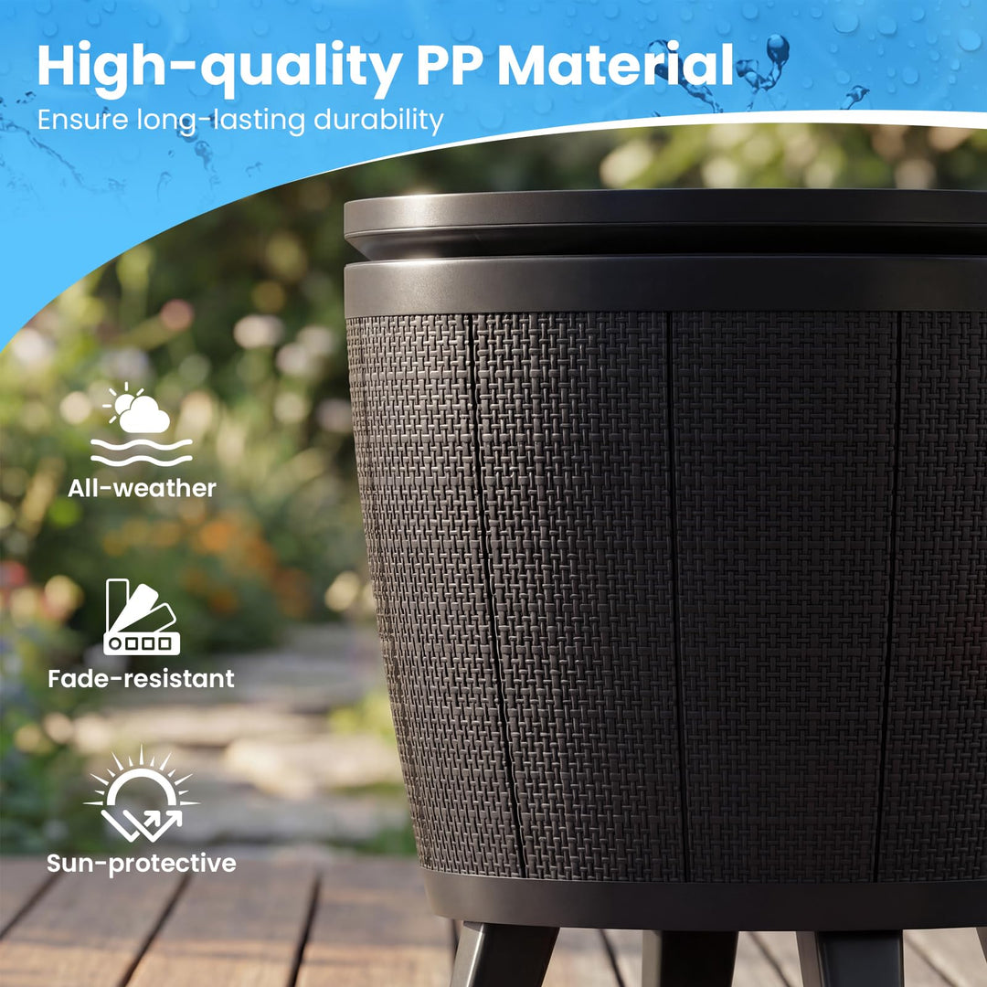 Giantex 3-in-1 Outdoor Cooler Bar Table | 10-Gallon Ice Bucket with Lift-Top Cocktail Table