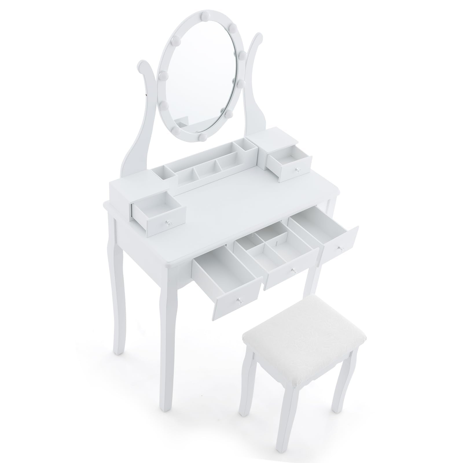 CHARMAID Vanity Desk with Lighted Mirror