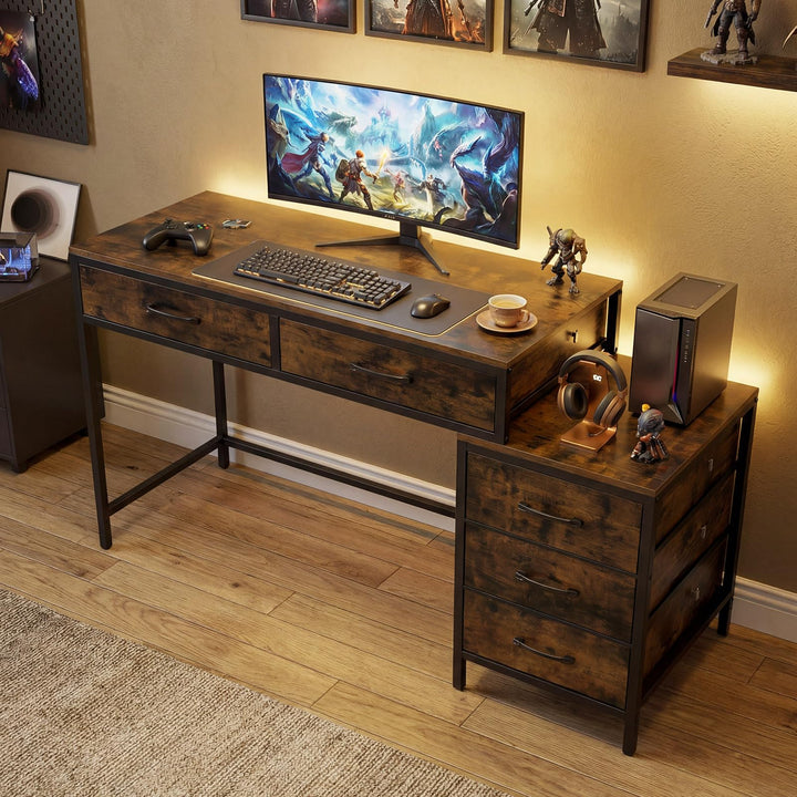 Giantex Reversible Computer Desk with 5 Drawers