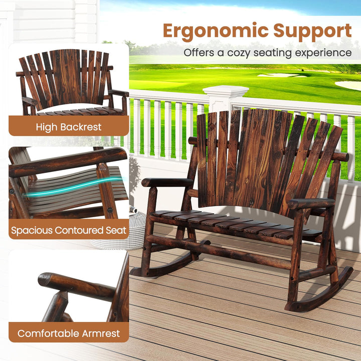 Giantex 1/2 Pcs Outdoor Wooden Rocking Bench（51”x38”x46”）