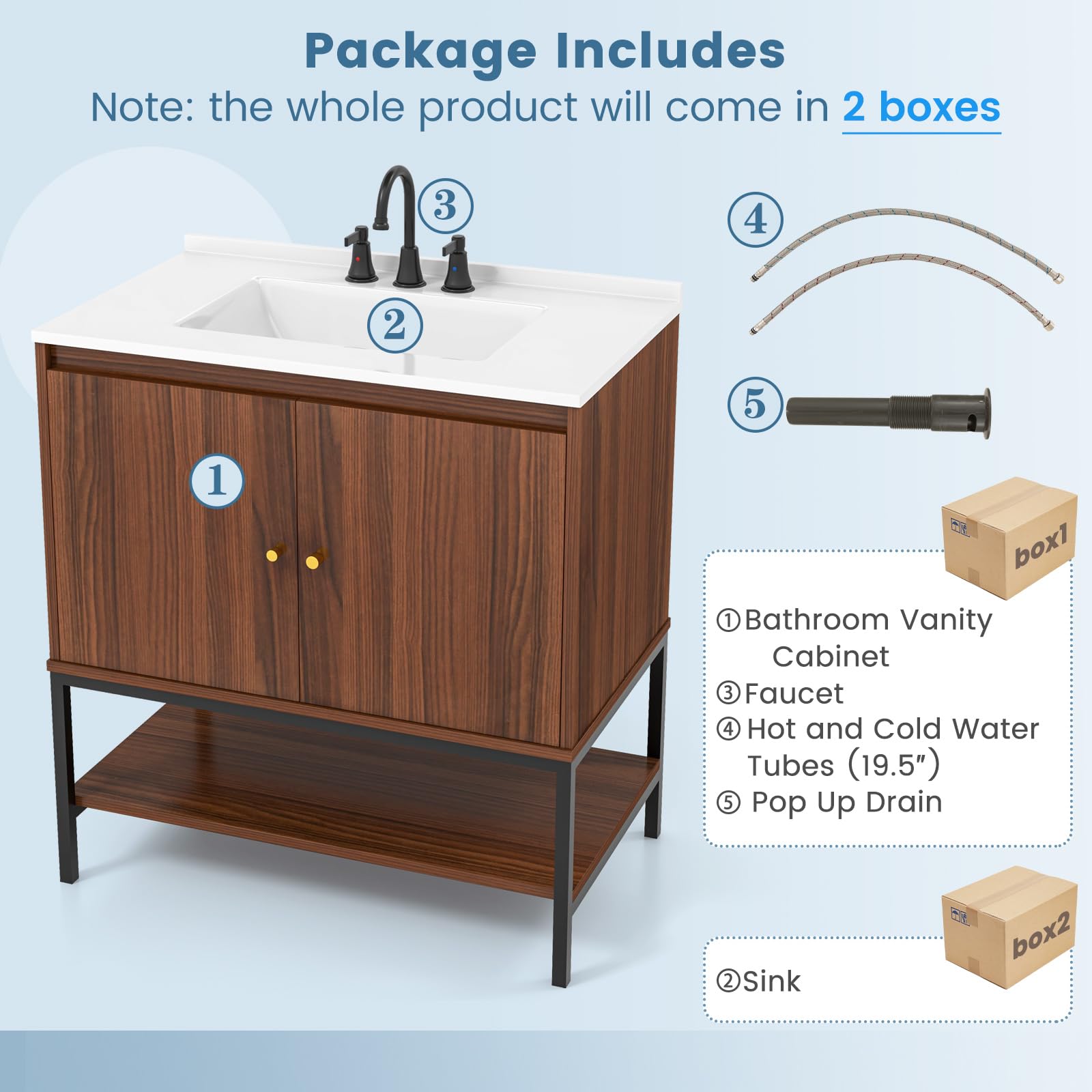 Giantex Bathroom Vanity with Sink Combo - 31" Bathroom Cabinet with Doors