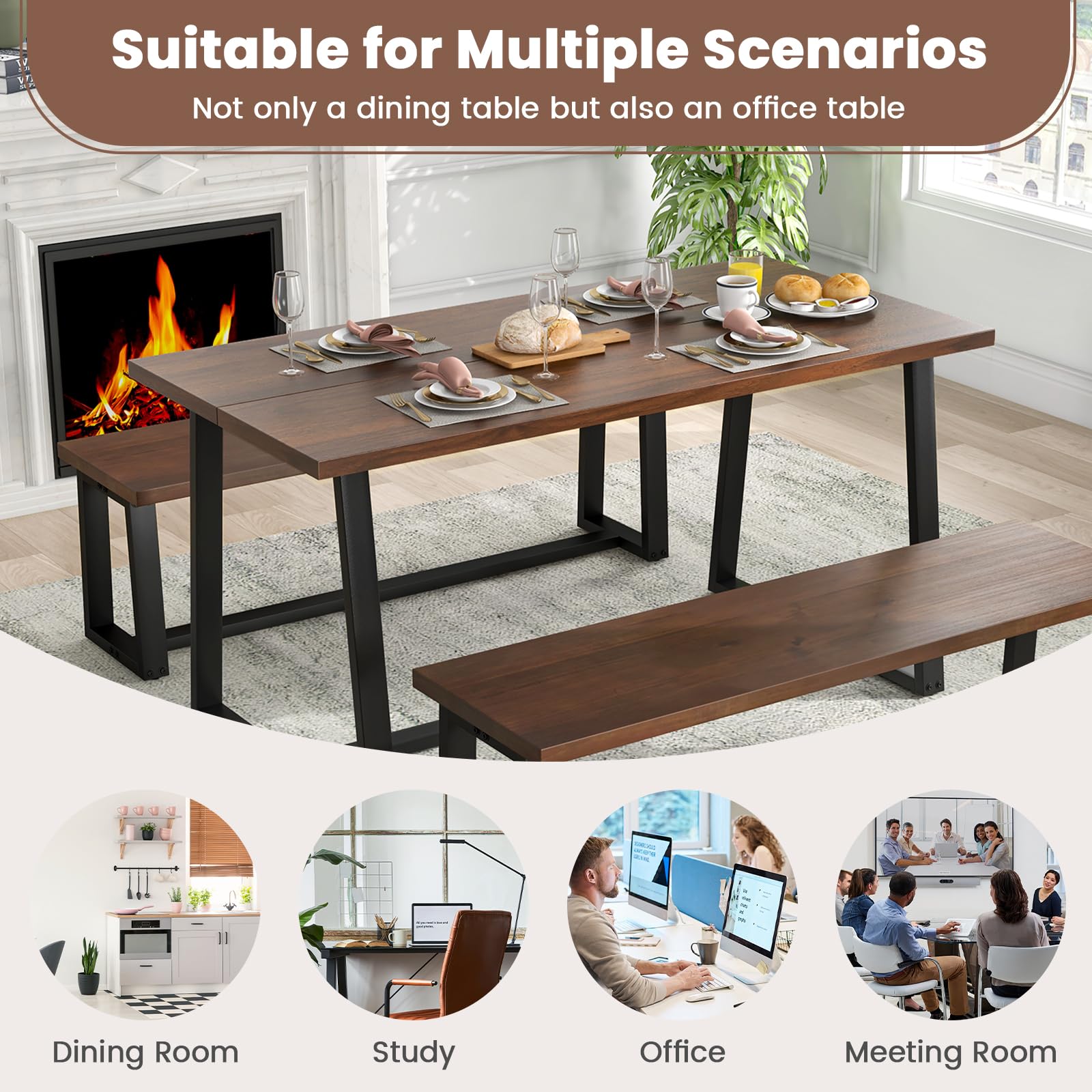 Giantex 63" Large Dining Table for 4-6
