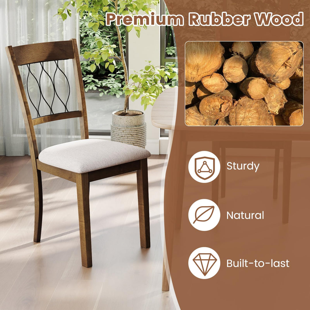 Giantex Dining Chairs Set of 2/4 Fabric Upholstered Armless Kitchen Chairs w/Hollowed Backrest