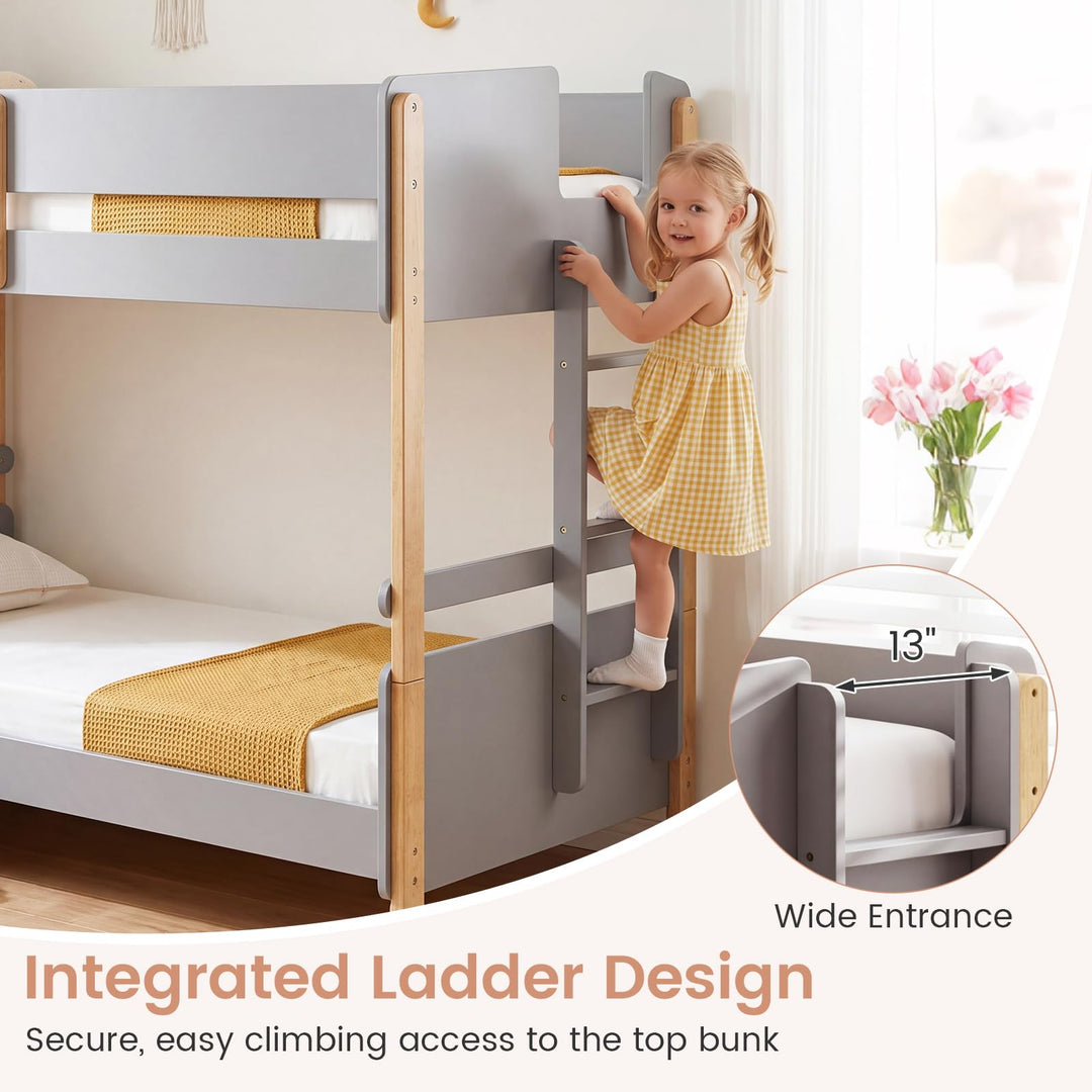 Giantex Twin Over Twin Bunk Bed with Ladder for Kids Teens Bedroom