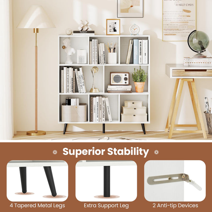 Giantex 3 Tier Modern Bookshelf with 5 Metal Legs for Living Room