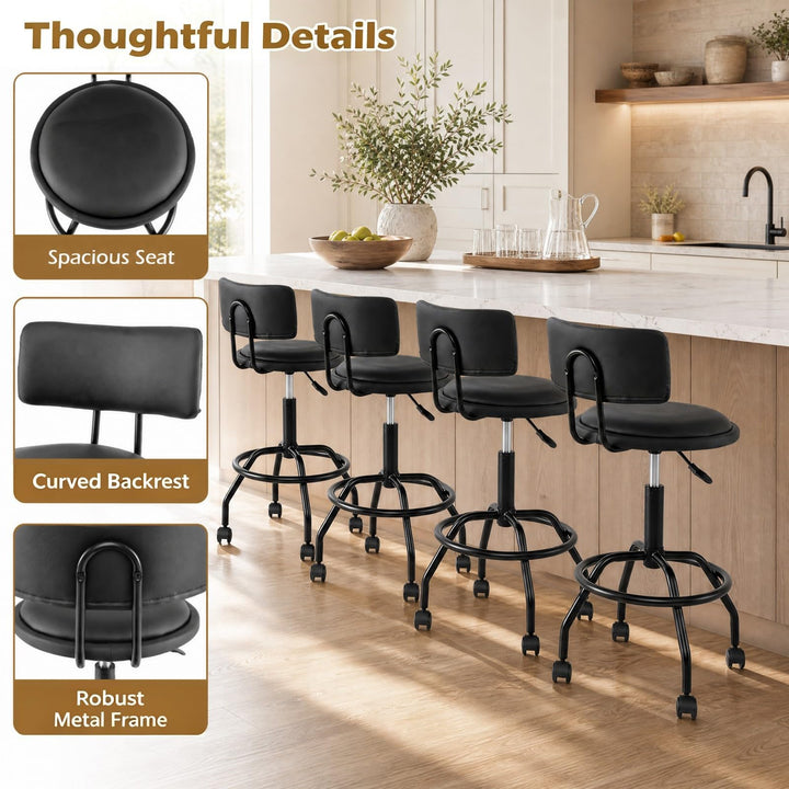 GIANTEX Swivel Height Adjustable Bar Stools with Wheels