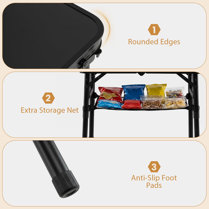 Giantex 2 FT Folding Camping Table Max 28" with 3 Adjustable Heights