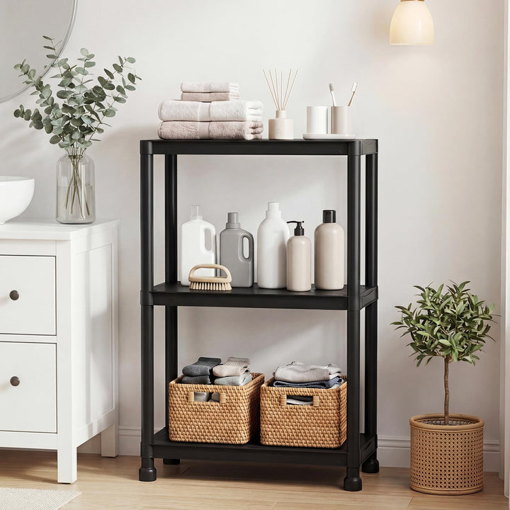 Giantex 3-Tier Heavy-Duty Plastic Storage Shelves (24" x 12.5" x 37")