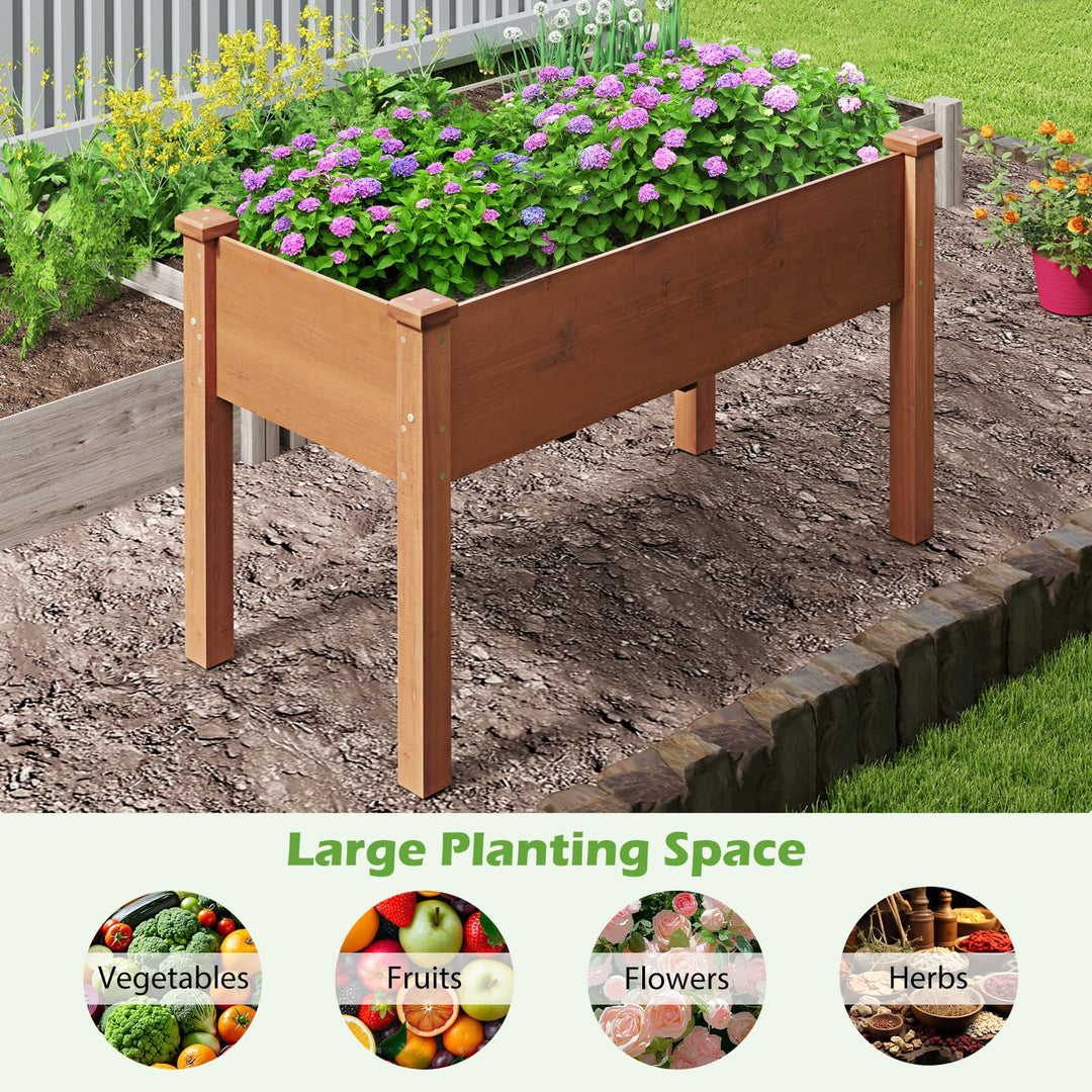 49" L x 23 W x 30 H Elevated Wood Planter Box with Protective Liner and Drain Hole