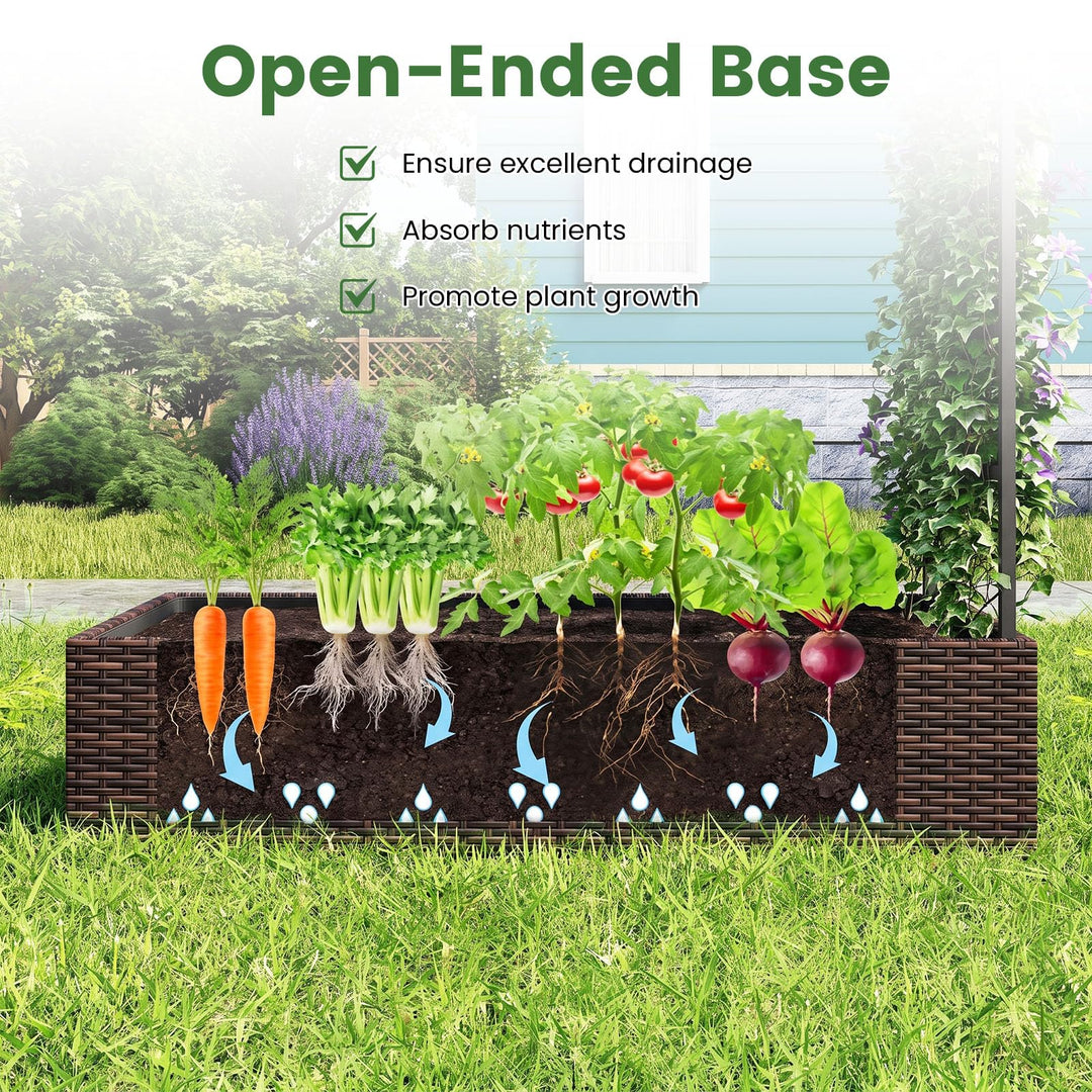 GIANTEX 44" Rattan Raised Garden Bed with Trellis (1/2)
