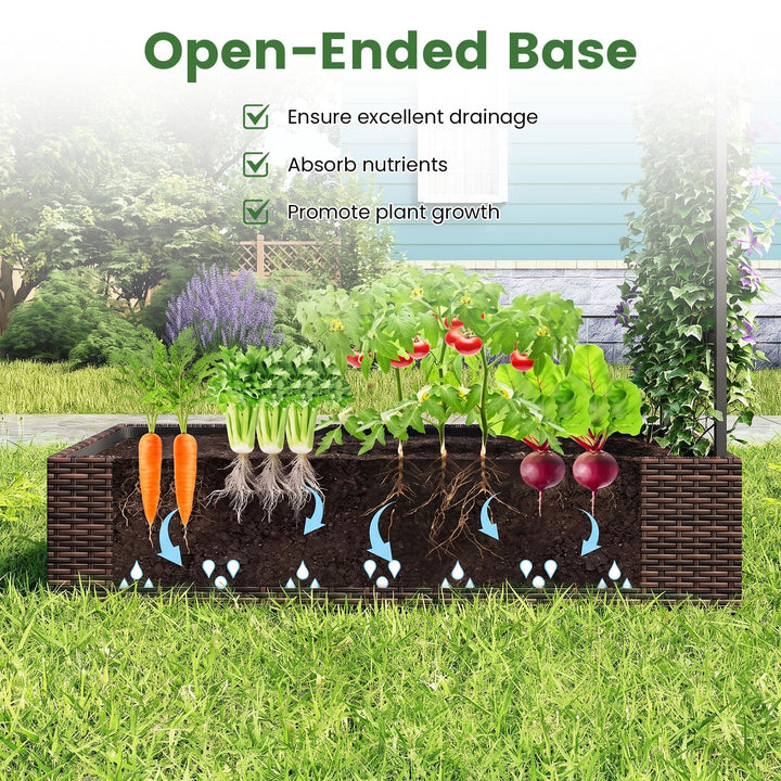 GIANTEX 44" Rattan Raised Garden Bed with Trellis (1/2)