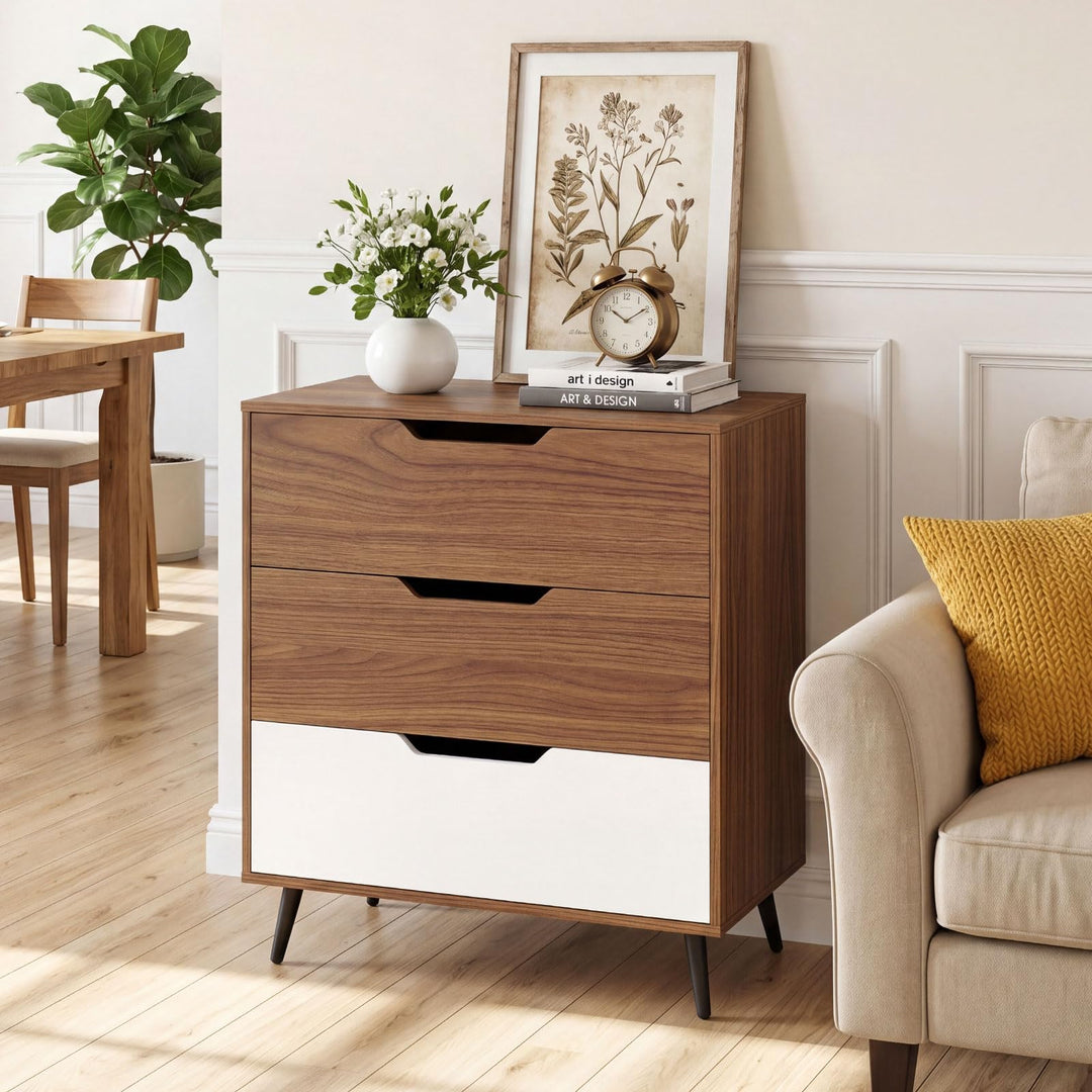 Giantex 3-Drawer Rustic Farmhouse Wooden Storage Dresser