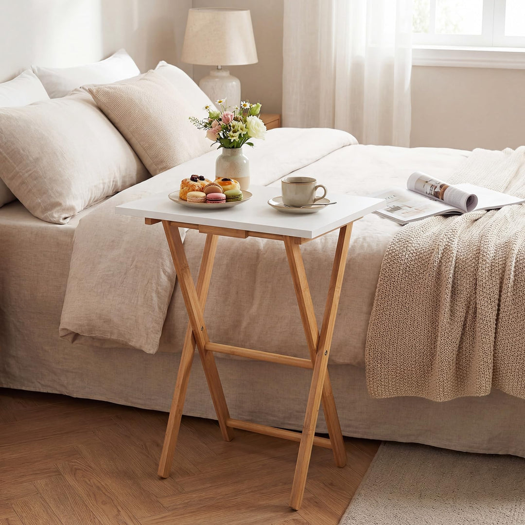 Giantex Folding TV Tray Tables Set of 2 for Small Spaces Bedroom and Living Room