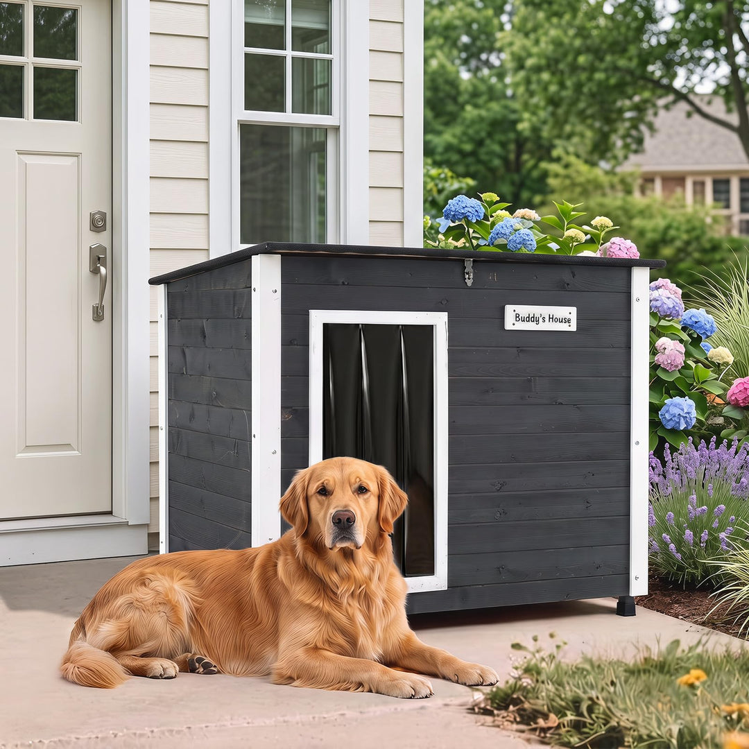 Giantex Wooden Dog House with Openable Asphalt Roof