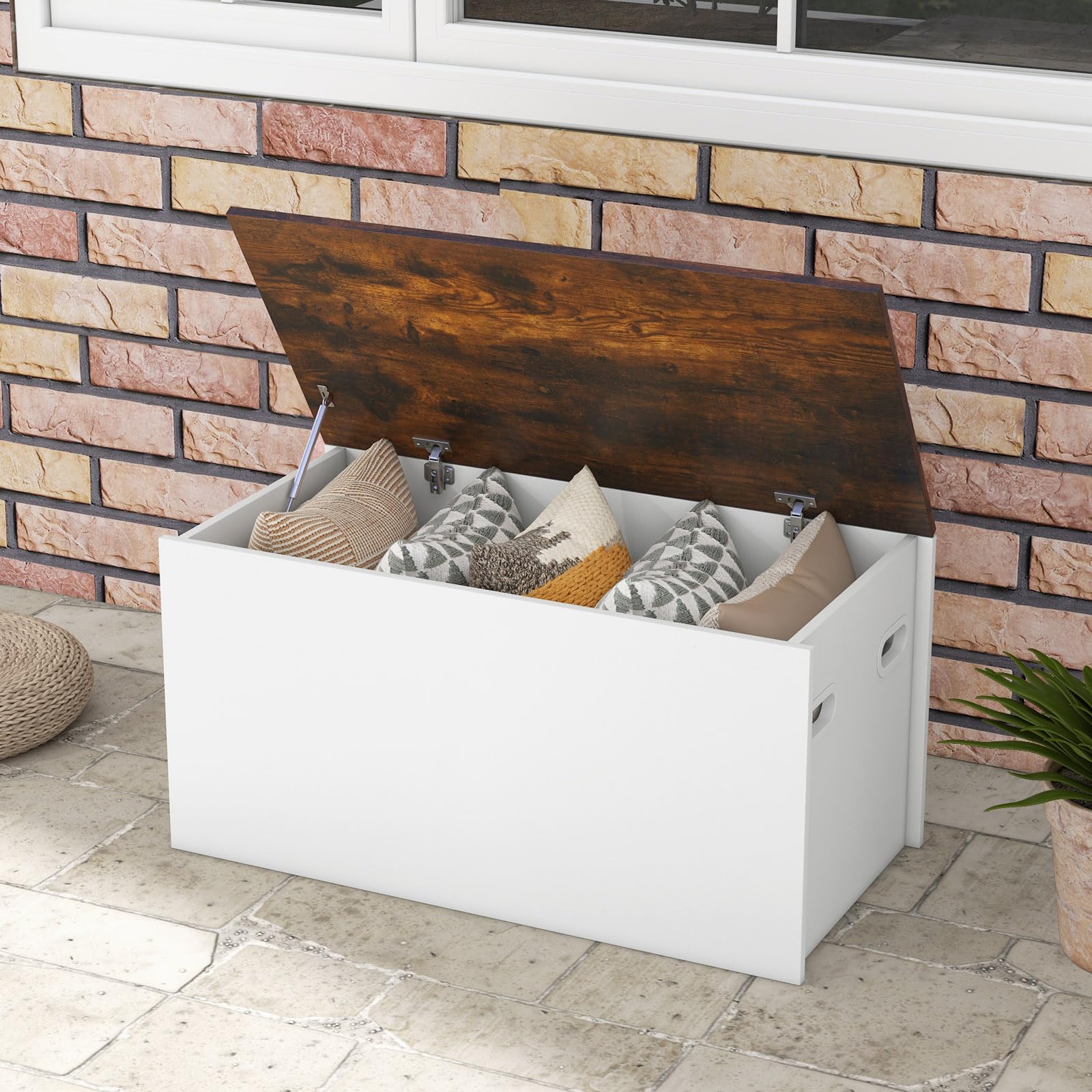 Giantex Flip-top Storage Chest, Lift Top Storage Bench w/Pneumatic Rod & Safety Hinges