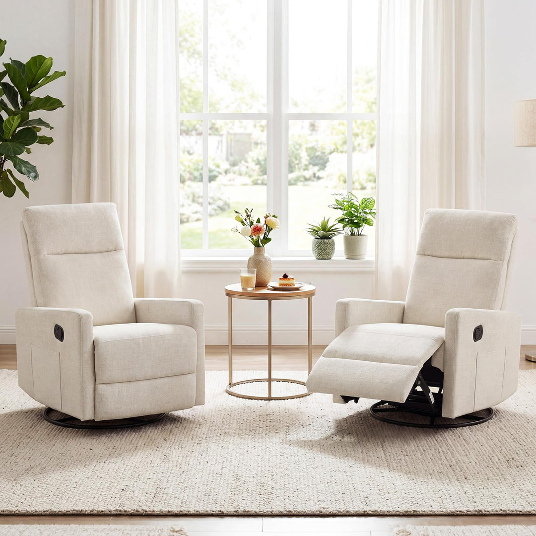 Giantex 360° Nursery Recliner Chair with Adjustable Cushioned Back