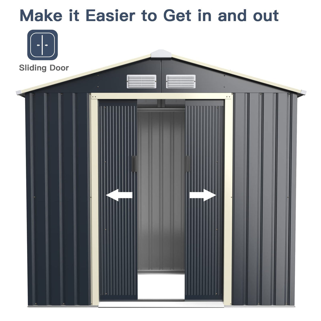 Outdoor Storage Shed with Double Sliding Door