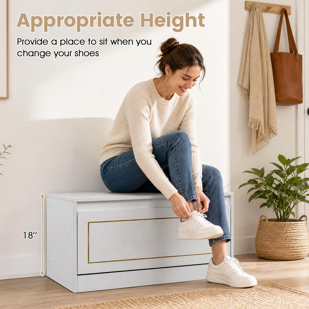 GIANTEX Hidden Shoe Storage Cabinet with Flip Drawer
