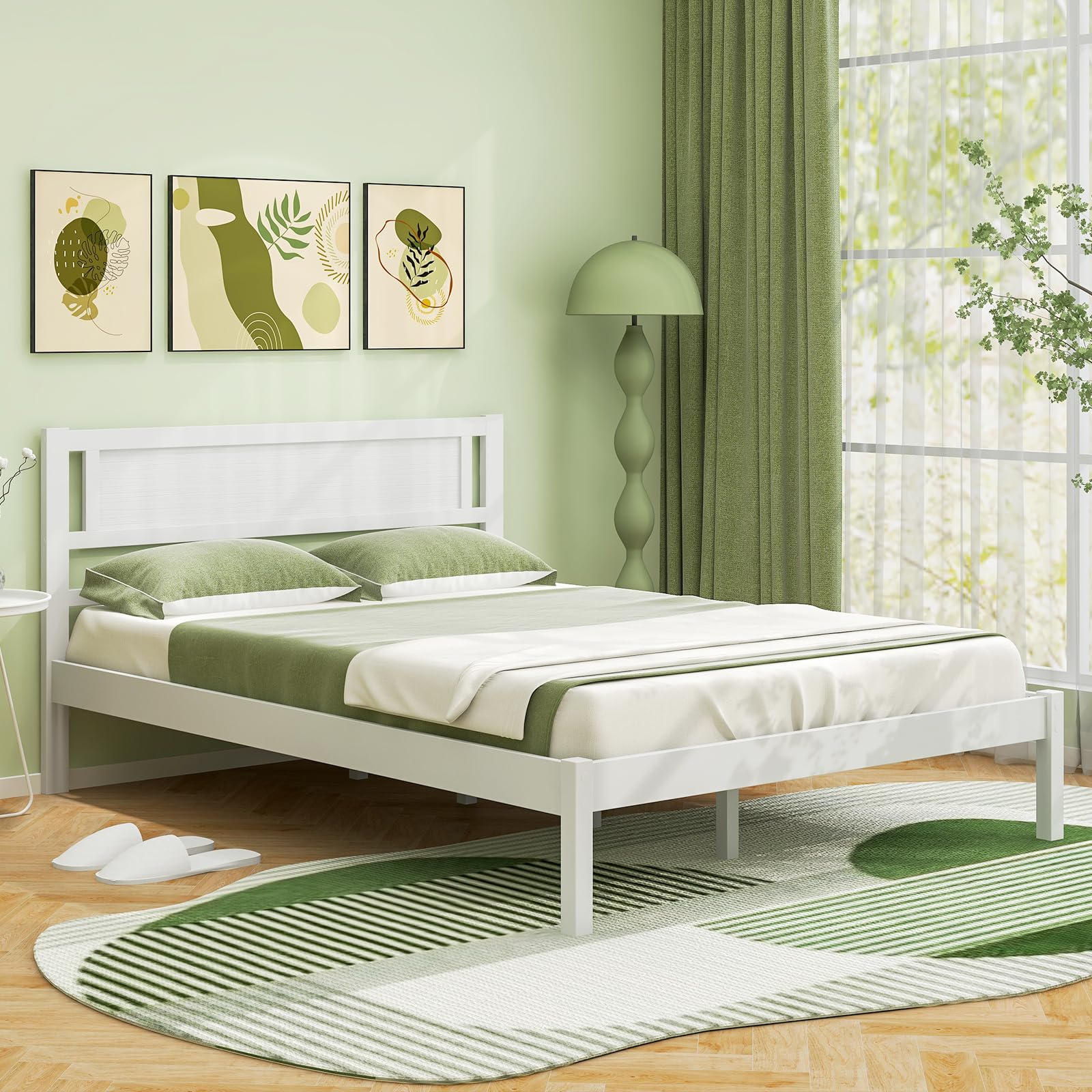 Giantex Wood Full Size Bed Frame with Headboard