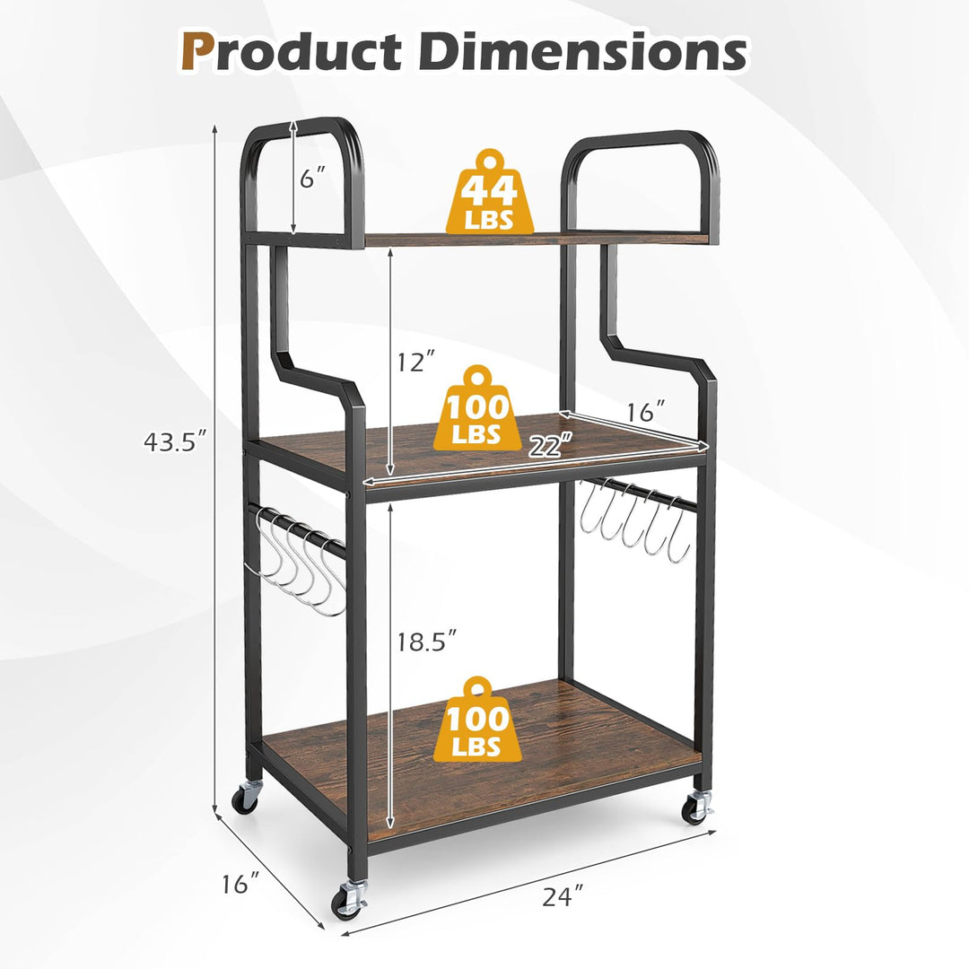 Giantex 3-Tier Rolling Printer Stand with Storage Shelves