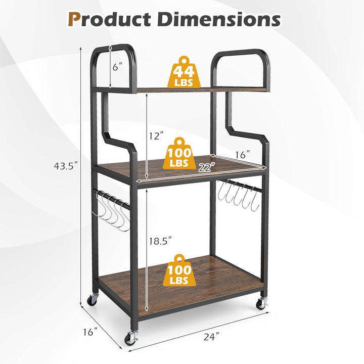 Giantex 3-Tier Rolling Printer Stand with Storage Shelves