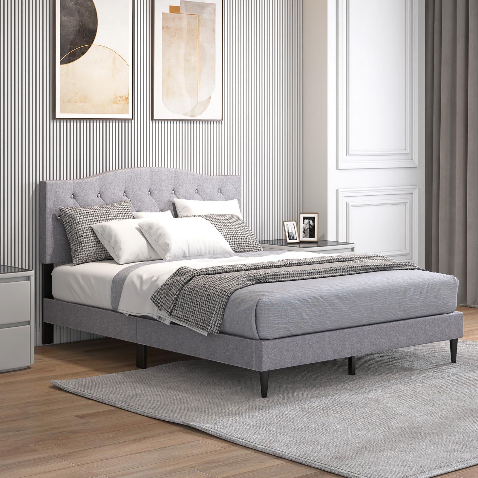 Giantex Queen Size Upholstered Platform Bed