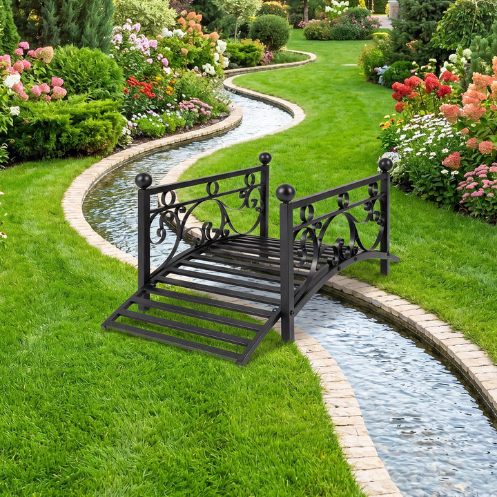 Giantex 3.3 FT Garden Metal Bridge with Dual Patterned Side Rails
