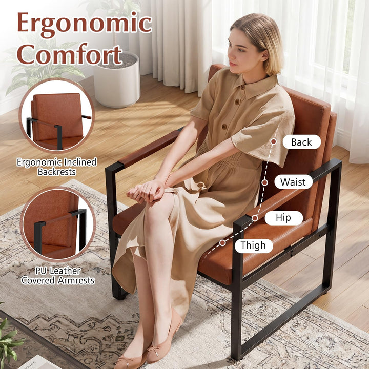 Giantex 5-Pieces Living Room PU Leather Upholstered Sofa Couch Set