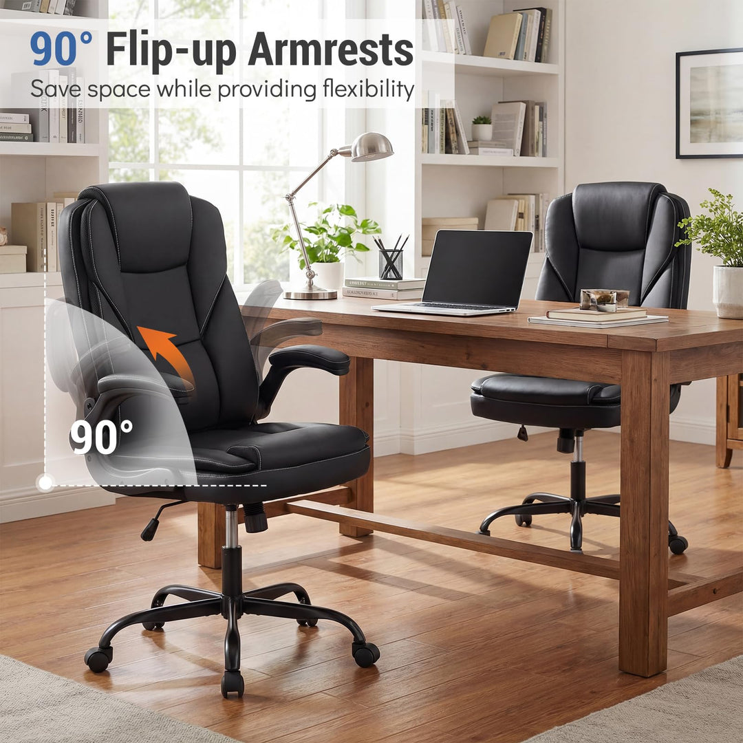 Giantex Leather Ergonomic Computer Desk Chair with Rocking Function &amp; Adjustable Height