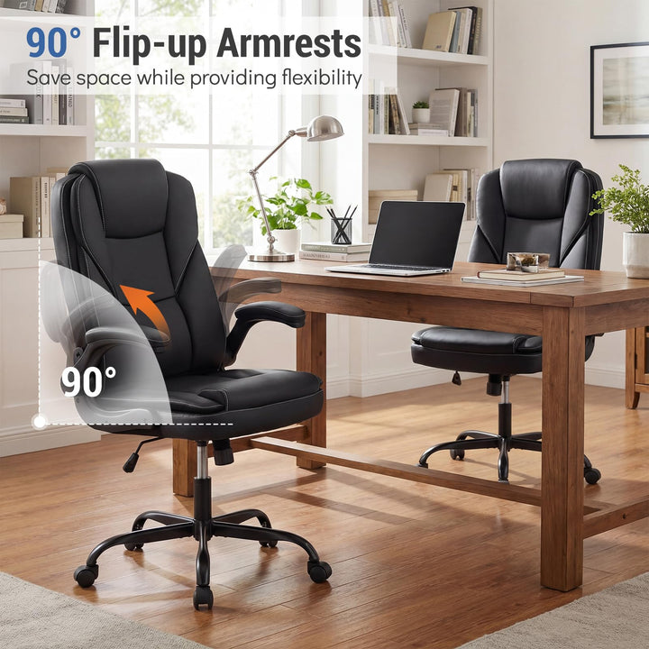 Giantex Leather Ergonomic Computer Desk Chair with Rocking Function &amp; Adjustable Height