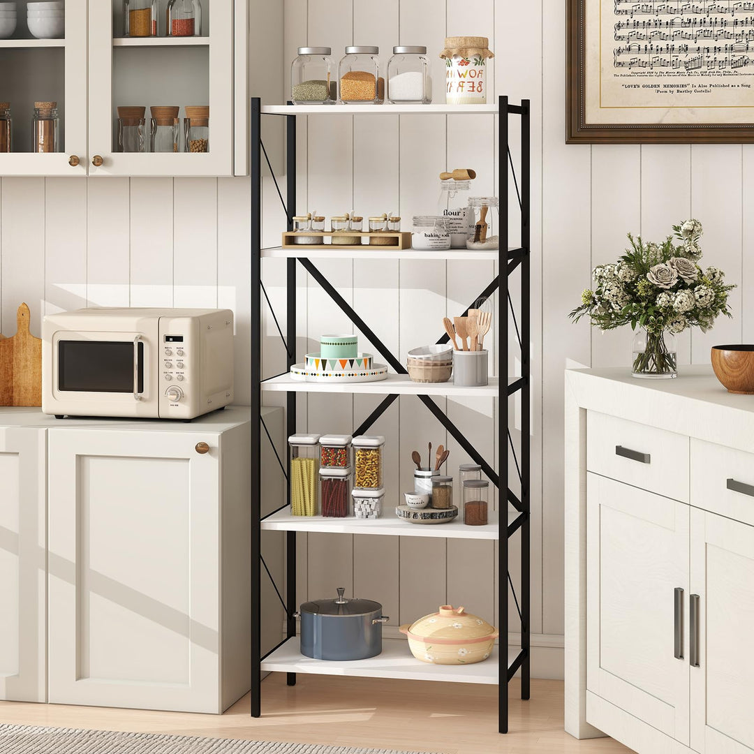 Giantex 5-Tier Tall Industrial Bookcase with Heavy-Duty Metal Frame (1/2)