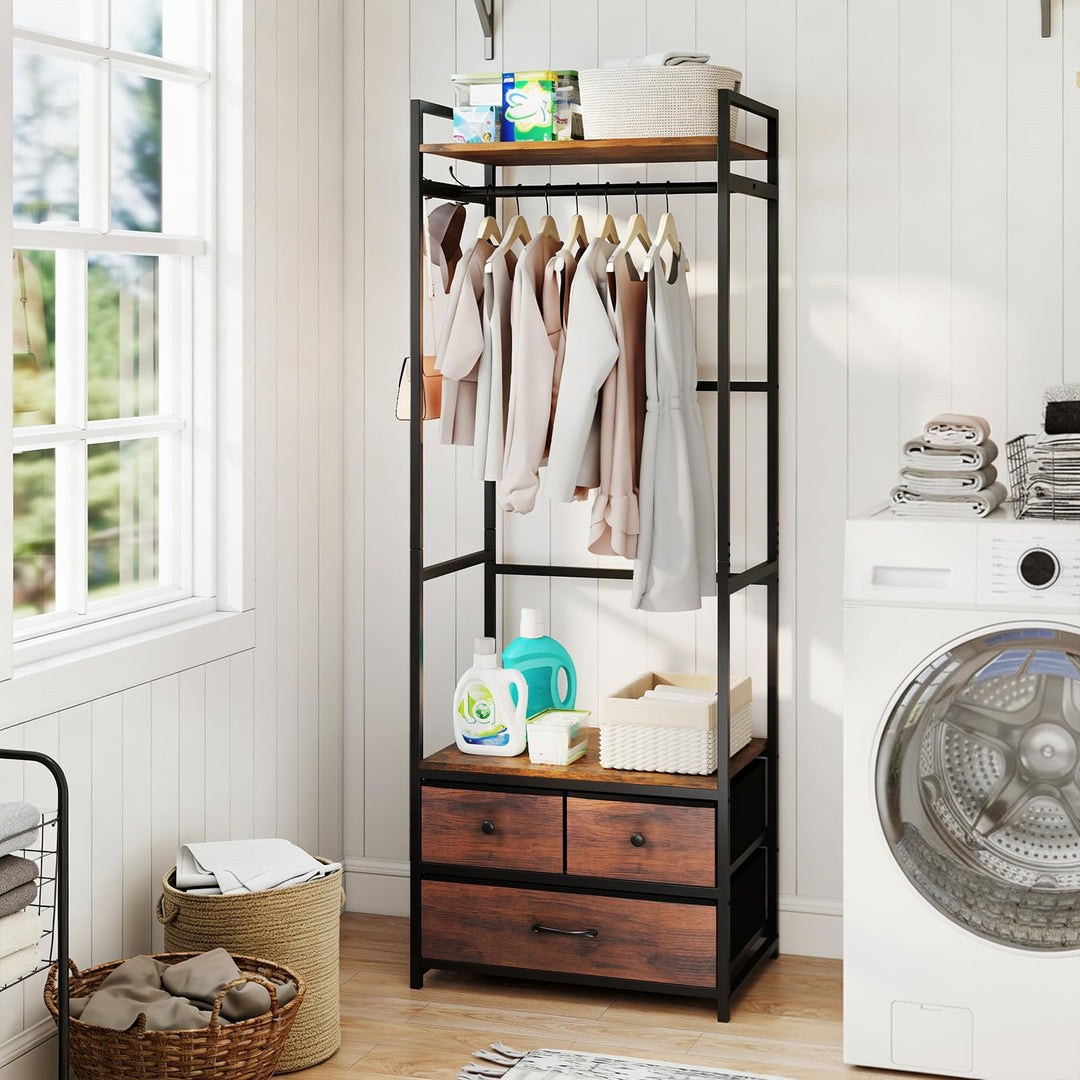 Giantex Clothes Rack with Drawers for Living Room