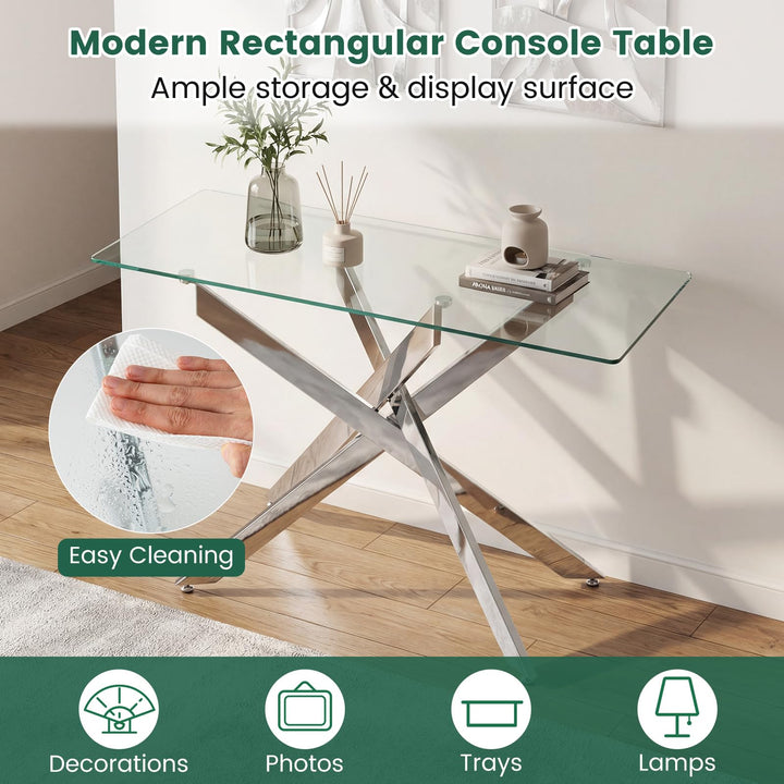 Giantex Glass Console Table 45" Modern Entryway Table