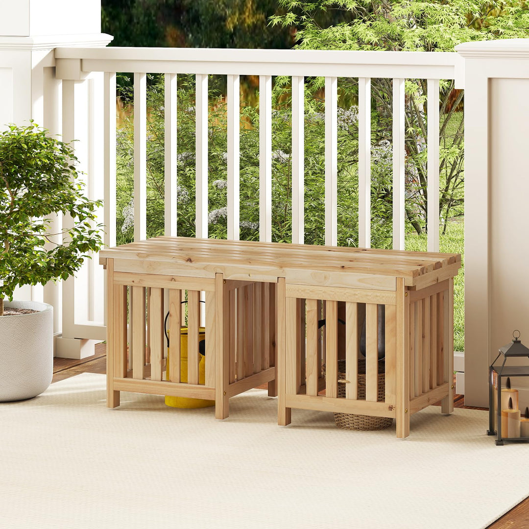 Giantex 2-in-1 Outdoor Bench with 2 Raised Garden Beds